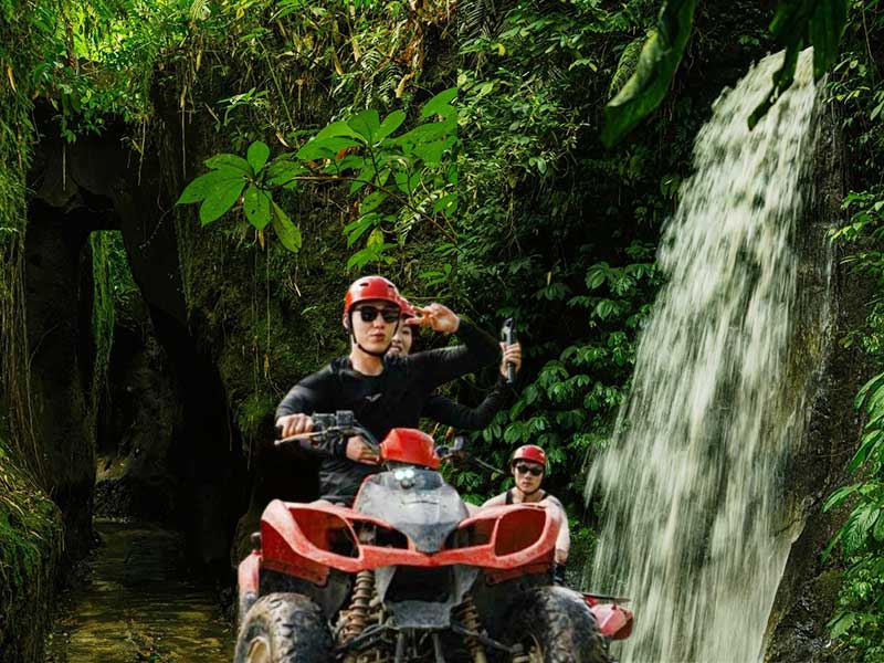 Ubud ATV Ride Through Waterfall and Long Dark Tunnel