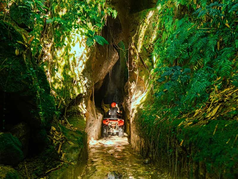 ATV Ride Through Long Tunnel and Waterfall in Bali